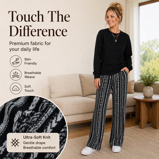 Women's Casual Crewneck Top & Printed Pants Set