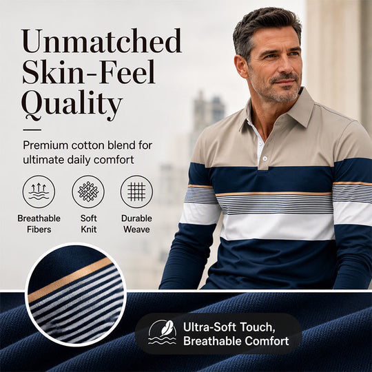 ⏰Limited-time 50% OFF|Men's Classic Color-Block Striped Top