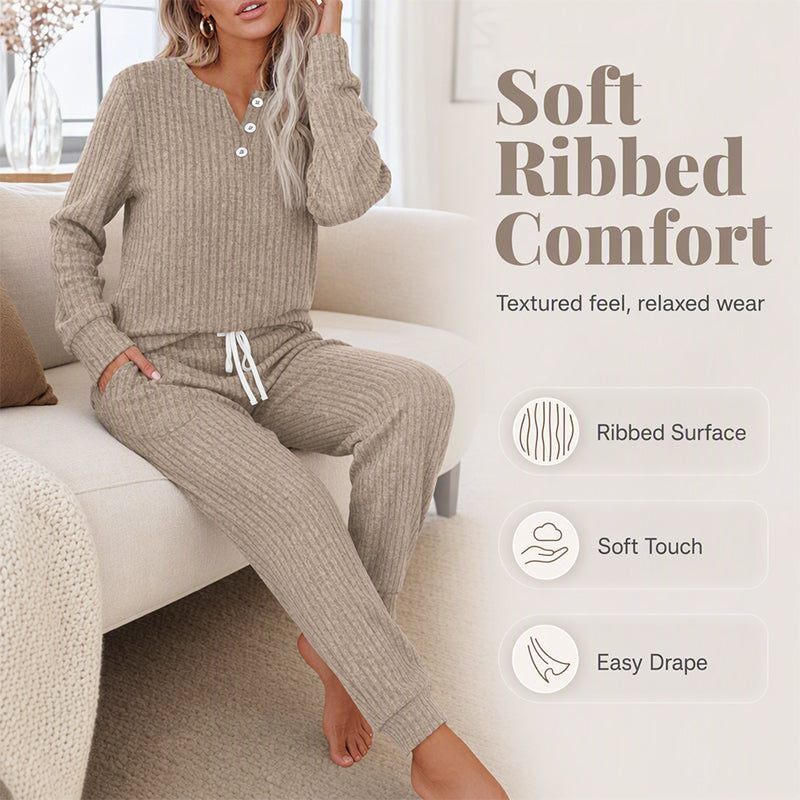☀️Hot Sale-50% OFF🍂Women's Cozy Top & Drawstring Joggers 2-Piece Set