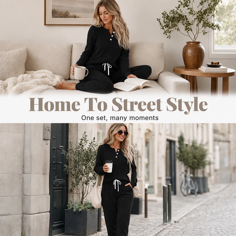 ☀️Hot Sale-50% OFF🍂Women's Cozy Top & Drawstring Joggers 2-Piece Set