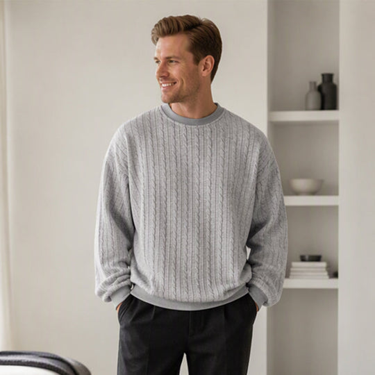 Men's Cable Knit Crewneck Sweatshirt