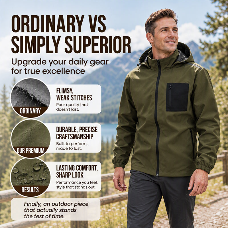 Men's Outdoor Windbreaker Jacket with Detachable Hood
