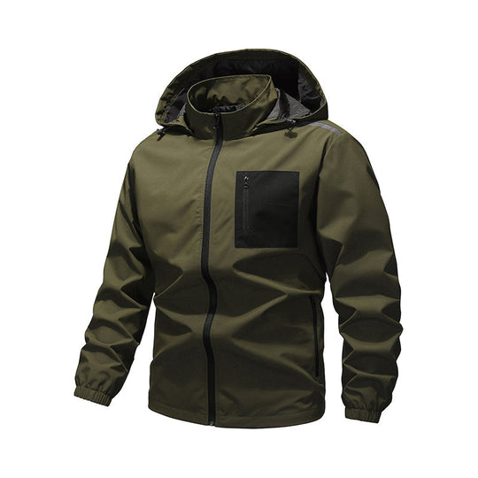 Men's Outdoor Windbreaker Jacket with Detachable Hood