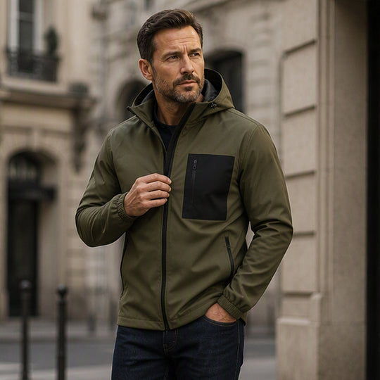 Men's Outdoor Windbreaker Jacket with Detachable Hood
