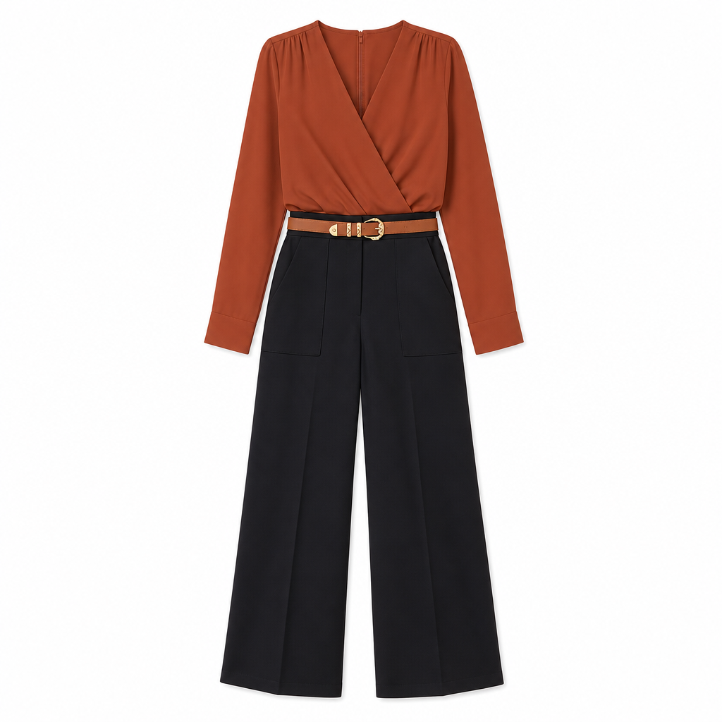 Women's Casual Wide Leg Suit Pants Autumn Winter Long Trousers