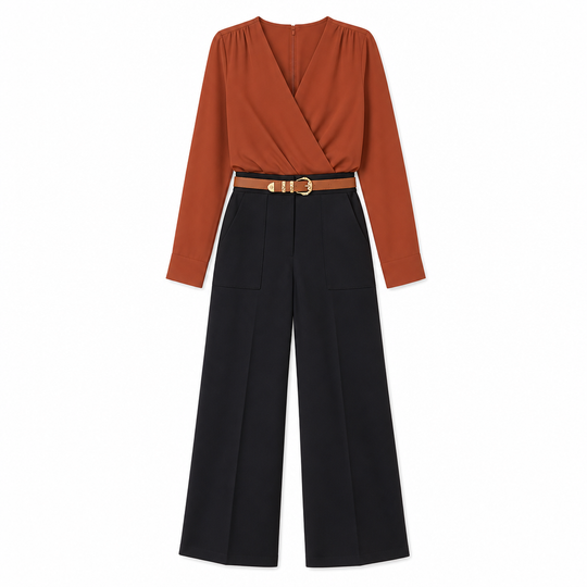 Women's Casual Wide Leg Suit Pants Autumn Winter Long Trousers
