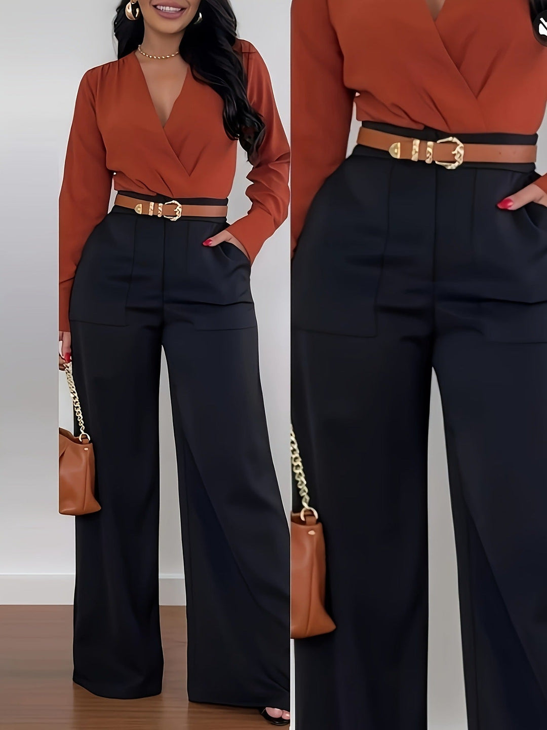 Women's Casual Wide Leg Suit Pants Autumn Winter Long Trousers