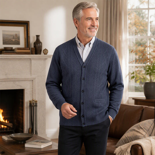 Men's Classic Thermal Cardigan Sweater