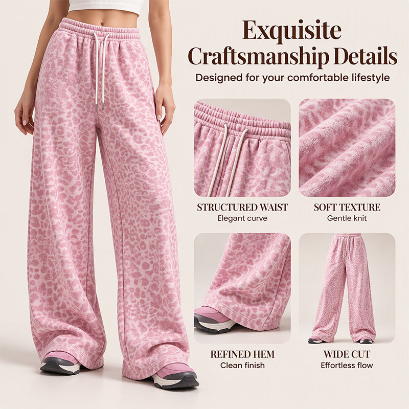 💖Black Friday Mega Deal – 50% off!💖Women's Casual Leopard Print Wide Leg Sweatpants