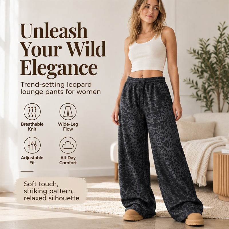 💖Black Friday Mega Deal – 50% off!💖Women's Casual Leopard Print Wide Leg Sweatpants