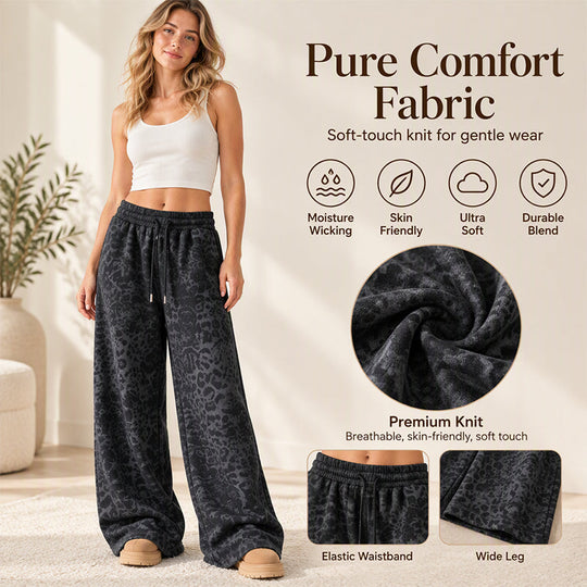 💖Black Friday Mega Deal – 50% off!💖Women's Casual Leopard Print Wide Leg Sweatpants