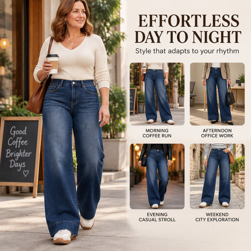 💖Black Friday Mega Deal – 50% off!💖 👖 Women's High Waist Thermal Wide-Leg Jeans☁️