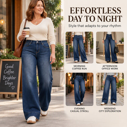 💖Black Friday Mega Deal – 50% off!💖 👖 Women's High Waist Thermal Wide-Leg Jeans☁️