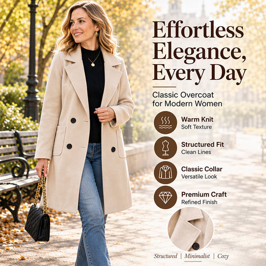 Women's Double-Breasted Woolen Coat