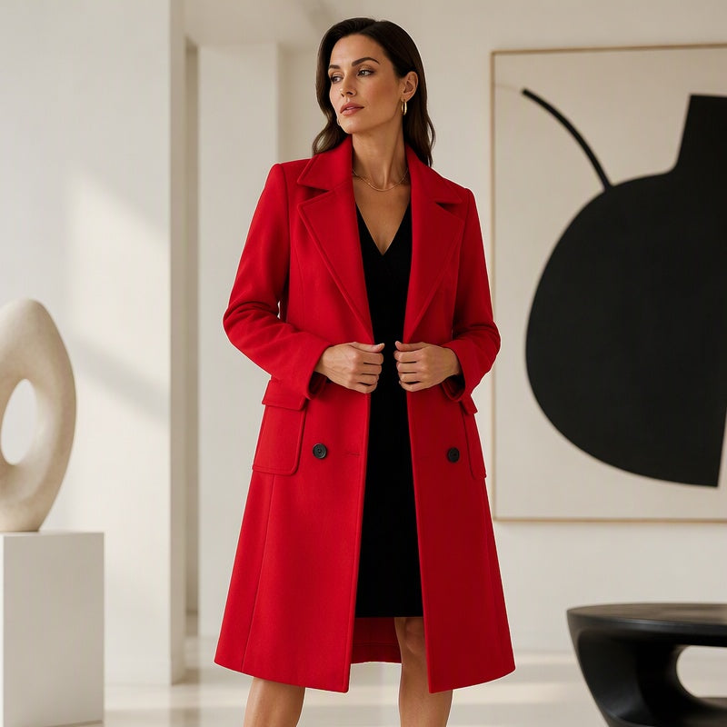 Women's Double-Breasted Woolen Coat