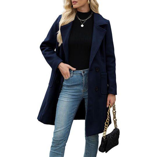 Women's Double-Breasted Woolen Coat