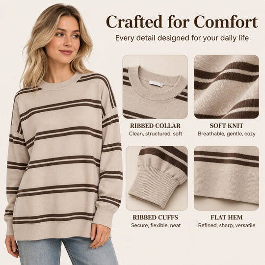 Women's Casual Crewneck Striped Top