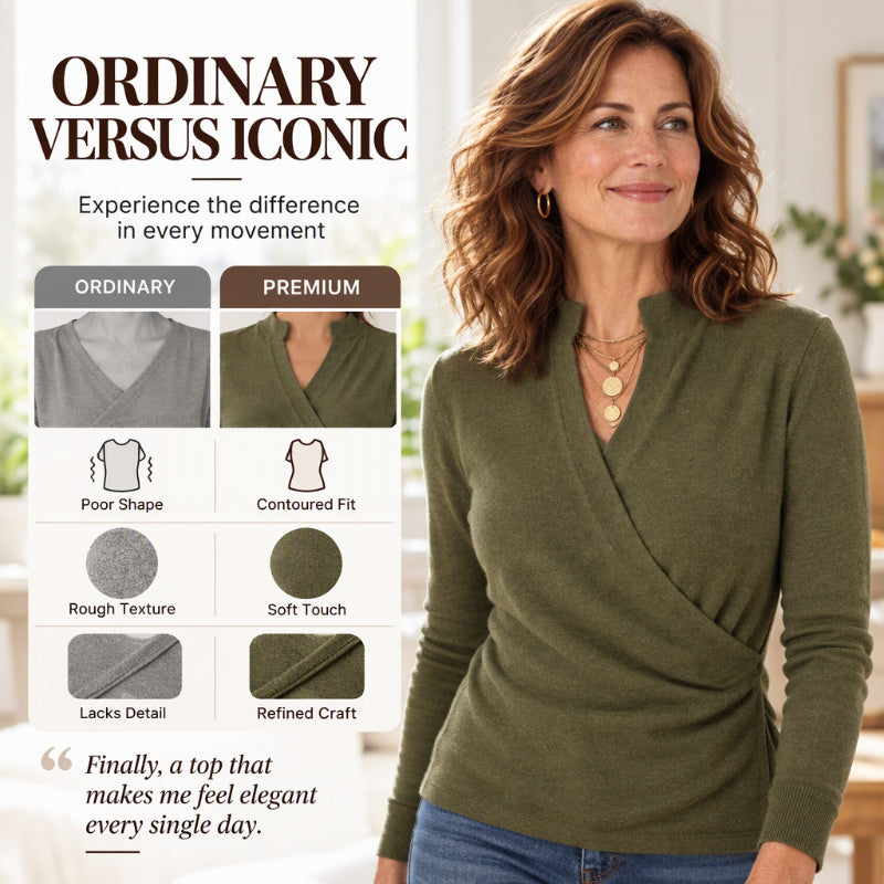 Women's Elegant V-Neck Wrap Knit Top