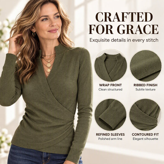Women's Elegant V-Neck Wrap Knit Top