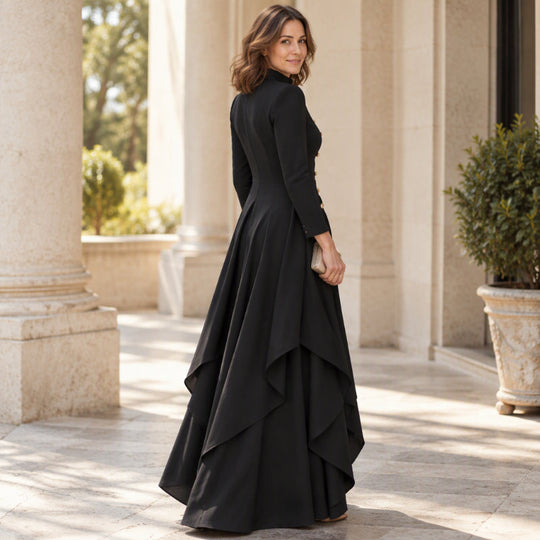 Women's Elegant Longline Coat and Wide-Leg Pants Set