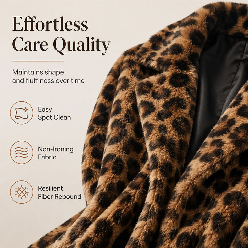 💖Black Friday Mega Deal – 50% off!💖 🐆Women’s Stylish Leopard Print Faux Fur Coat
