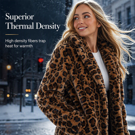 💖Black Friday Mega Deal – 50% off!💖 🐆Women’s Stylish Leopard Print Faux Fur Coat