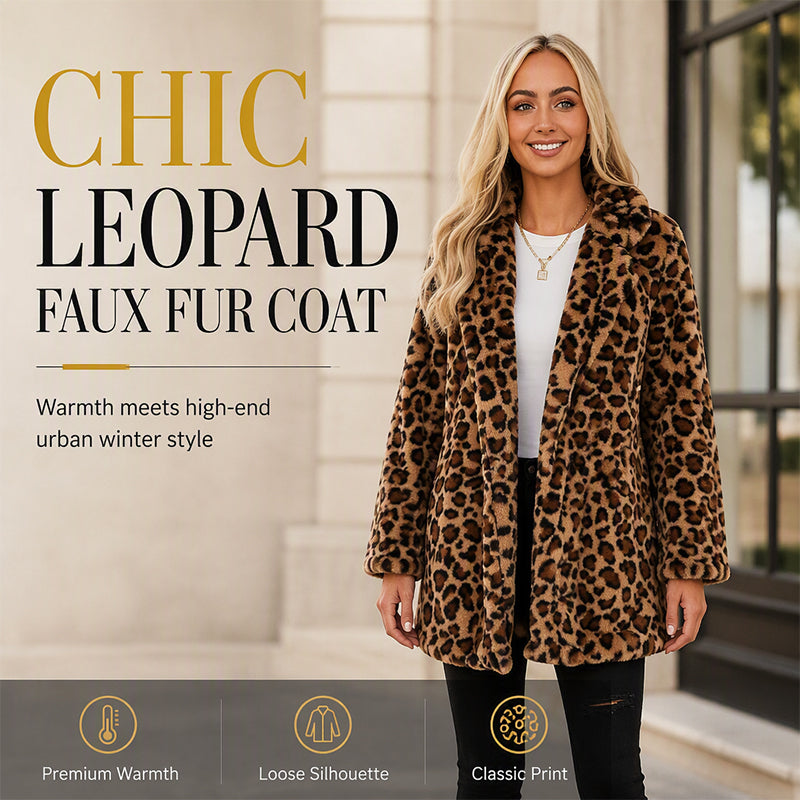 💖Black Friday Mega Deal – 50% off!💖 🐆Women’s Stylish Leopard Print Faux Fur Coat