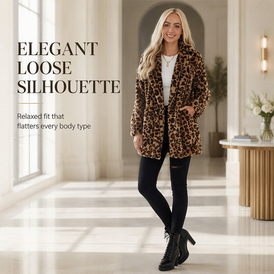 💖Black Friday Mega Deal – 50% off!💖 🐆Women’s Stylish Leopard Print Faux Fur Coat