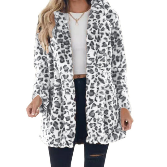 💖Black Friday Mega Deal – 50% off!💖 🐆Women’s Stylish Leopard Print Faux Fur Coat