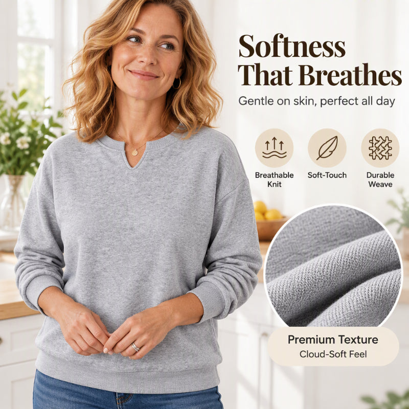 💖Black Friday Mega Deal – 50% off!💖 Women's Casual Split V-Neck Sweatshirt
