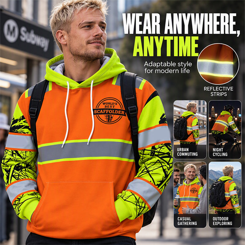 Men's High Visibility Reflective Hooded Sweatshirt
