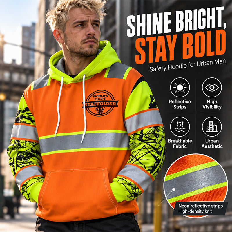 Men's High Visibility Reflective Hooded Sweatshirt