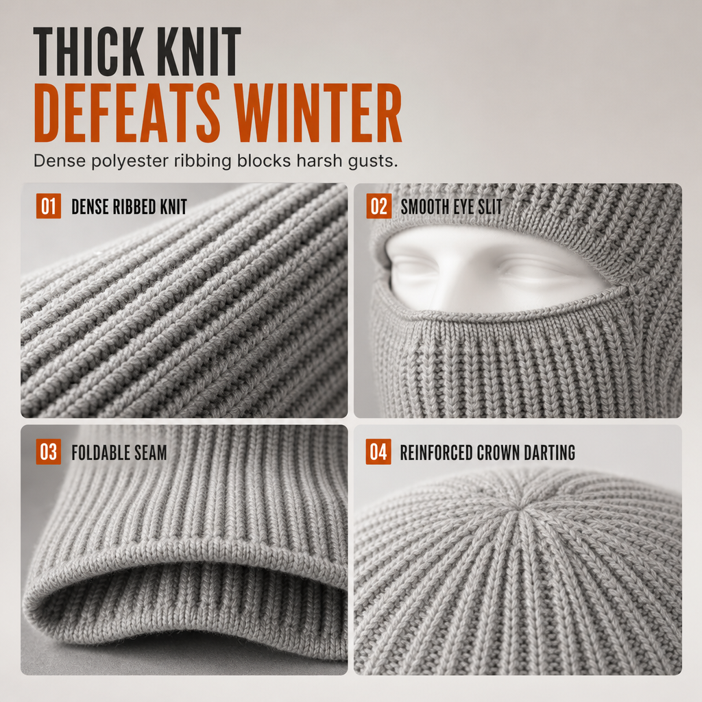 Men Warm Knitted Balaclava Hat Windproof Winter Beanie Cap and Cold Weather Face Mask Hood