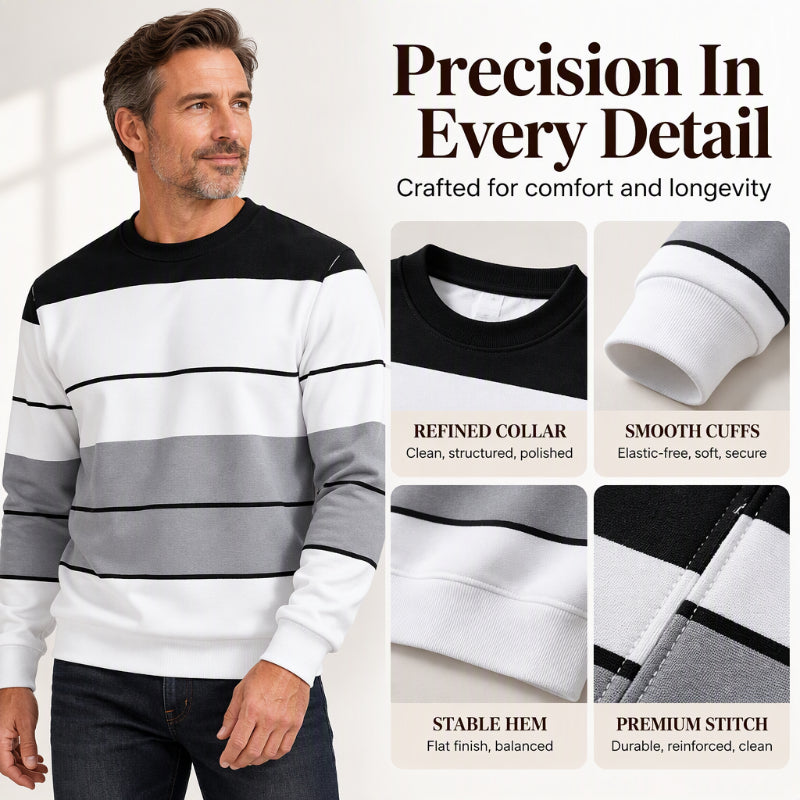 Men's Casual Crewneck Striped Sweatshirt