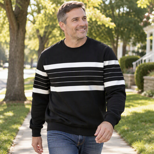 Men's Casual Crewneck Striped Sweatshirt