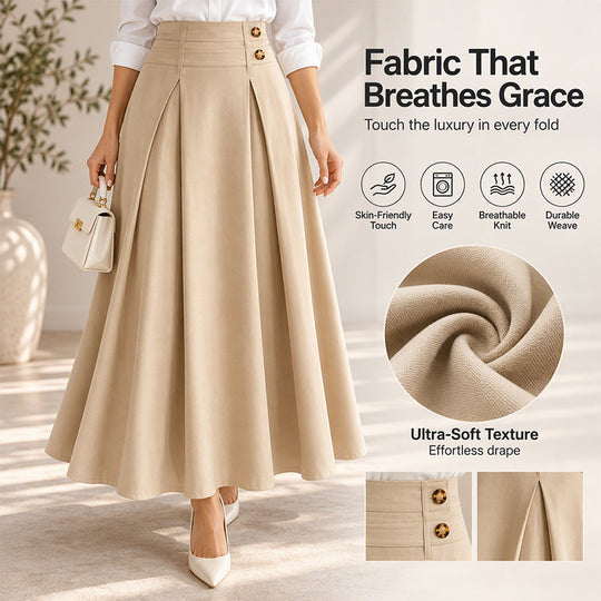 Women's High-Waisted Pleated A-Line Maxi Skirt