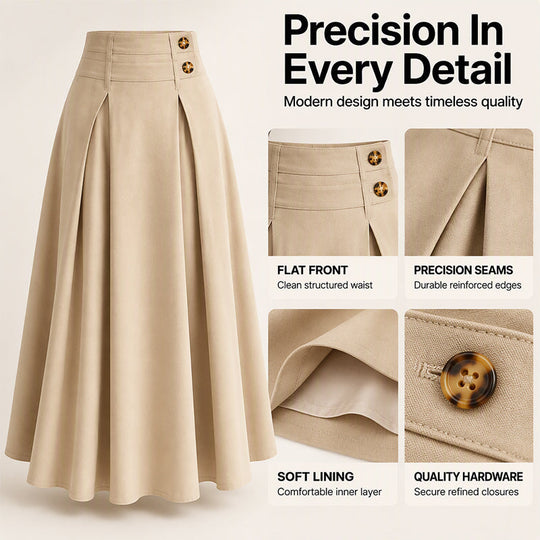 Women's High-Waisted Pleated A-Line Maxi Skirt