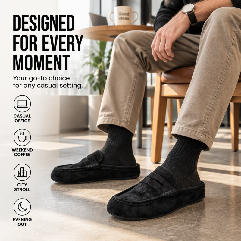 🤎 Men's Faux Suede Platform Slip-On Half Slippers