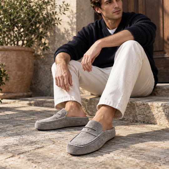 🤎 Men's Faux Suede Platform Slip-On Half Slippers