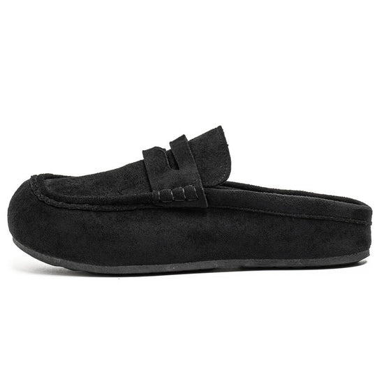 🤎 Men's Faux Suede Platform Slip-On Half Slippers