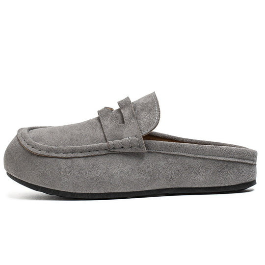 🤎 Men's Faux Suede Platform Slip-On Half Slippers