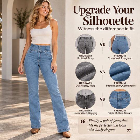 Women's Elastic High-Waist Flare Jeans
