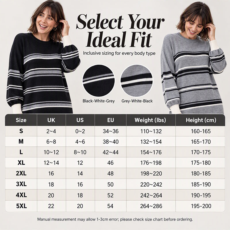 🖤 Women's Striped Long Sleeve Knit Sweater Dress