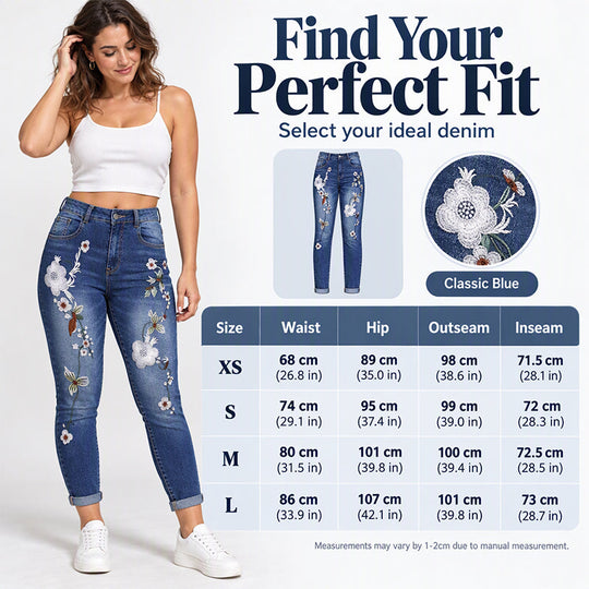 Women's Stretchy Floral Embroidered Skinny Jeans
