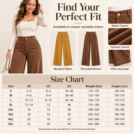 🖤 😍Black Friday Mega Sale - 57% OFF! ✨ 🍂Women’s High-Waisted Corduroy Wide-Leg Trousers 👖