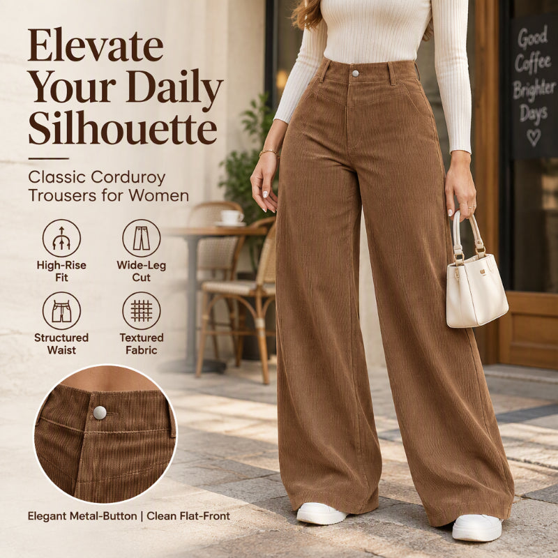 🖤 😍Black Friday Mega Sale - 57% OFF! ✨ 🍂Women’s High-Waisted Corduroy Wide-Leg Trousers 👖
