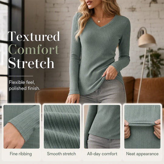Women's Elegant V-Neck Knit Top