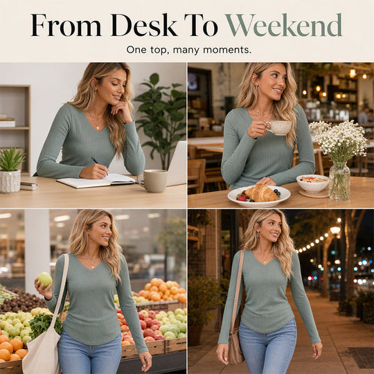 Women's Elegant V-Neck Knit Top