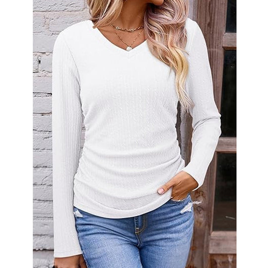 Women's Elegant V-Neck Knit Top