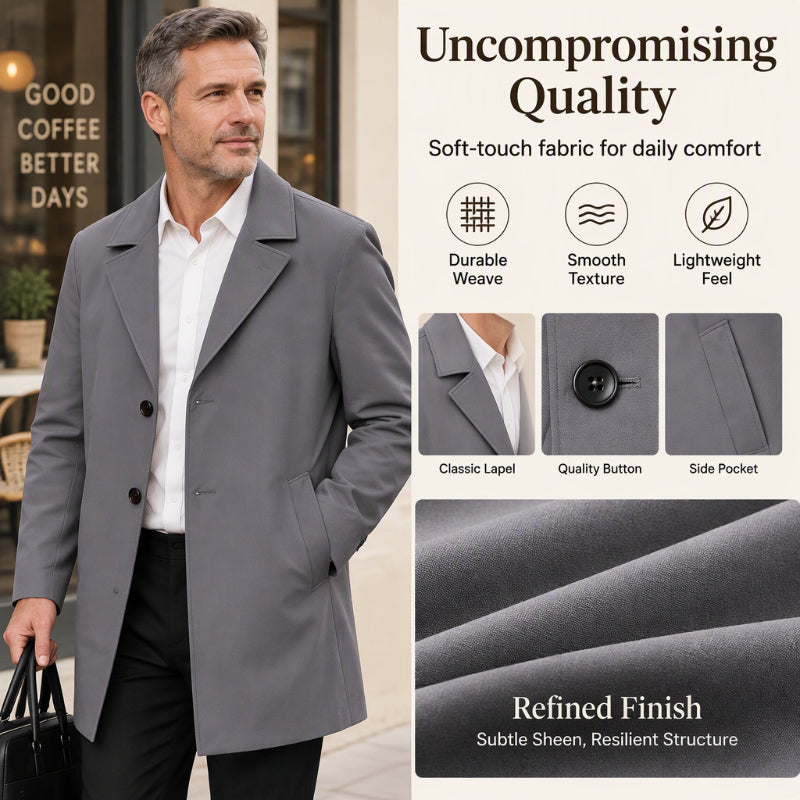 Men's Classic Single-Breasted Trench Coat